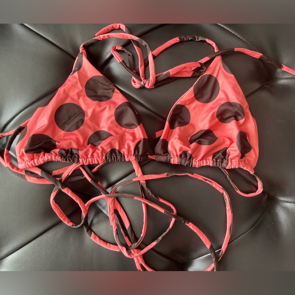 iNAMORATA Pink Bikini with brown Polka Dots size M - Picture 5 of 9